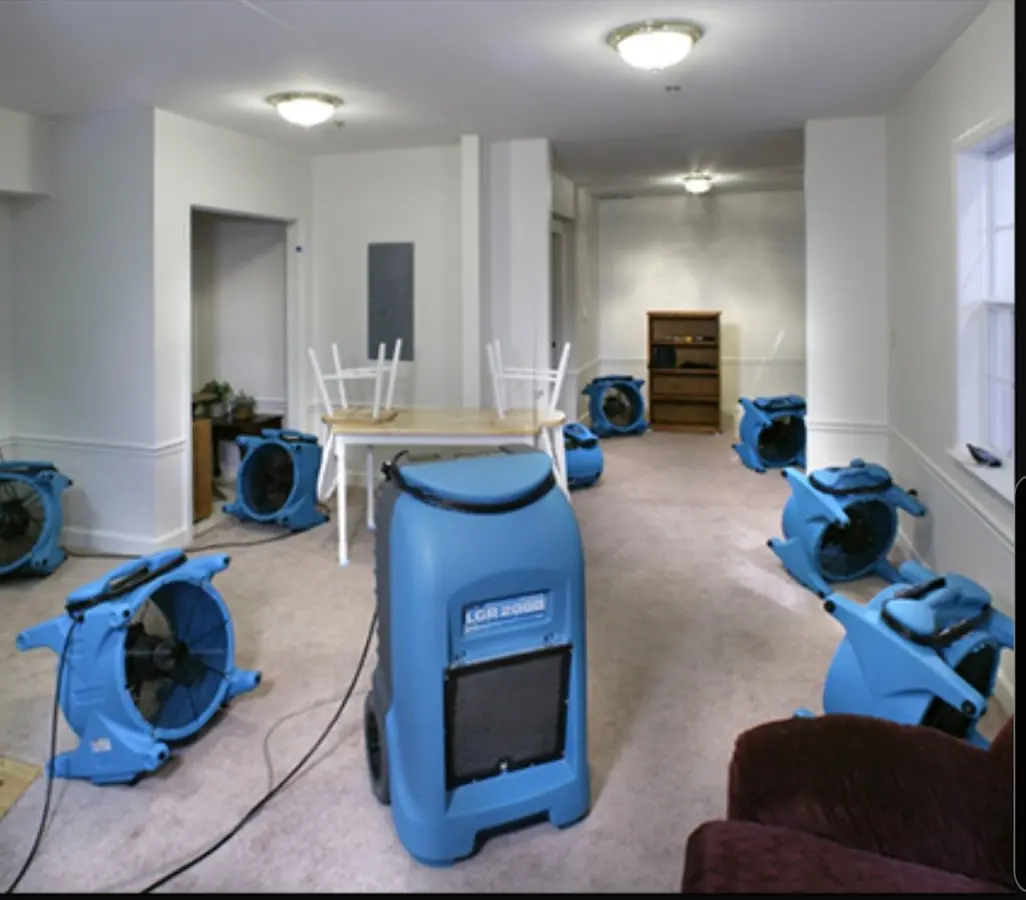 Air movers and dehumidifier setup for Water Damage Restoration in Schofield Barracks
